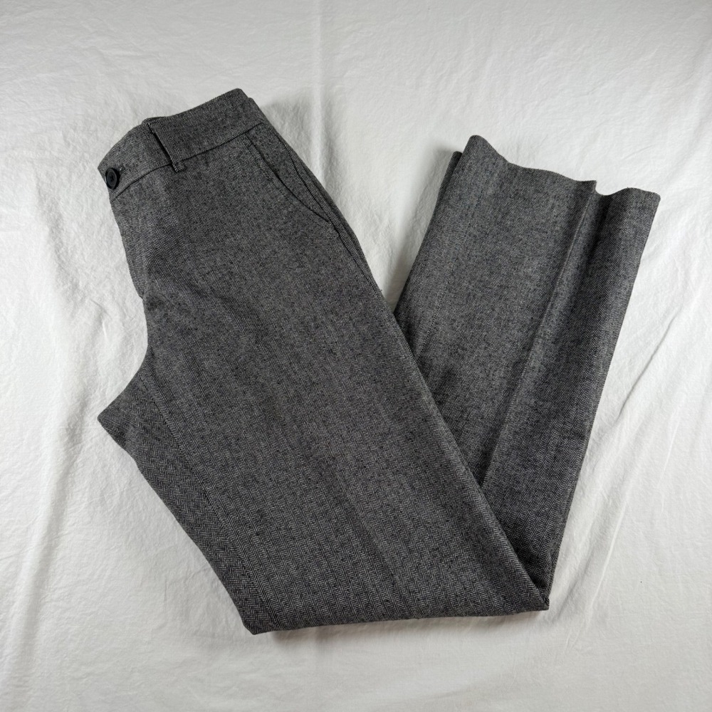 Banana Republic Women's Size 0 Gray Herringbone Wool Blend Martin Fit Trousers